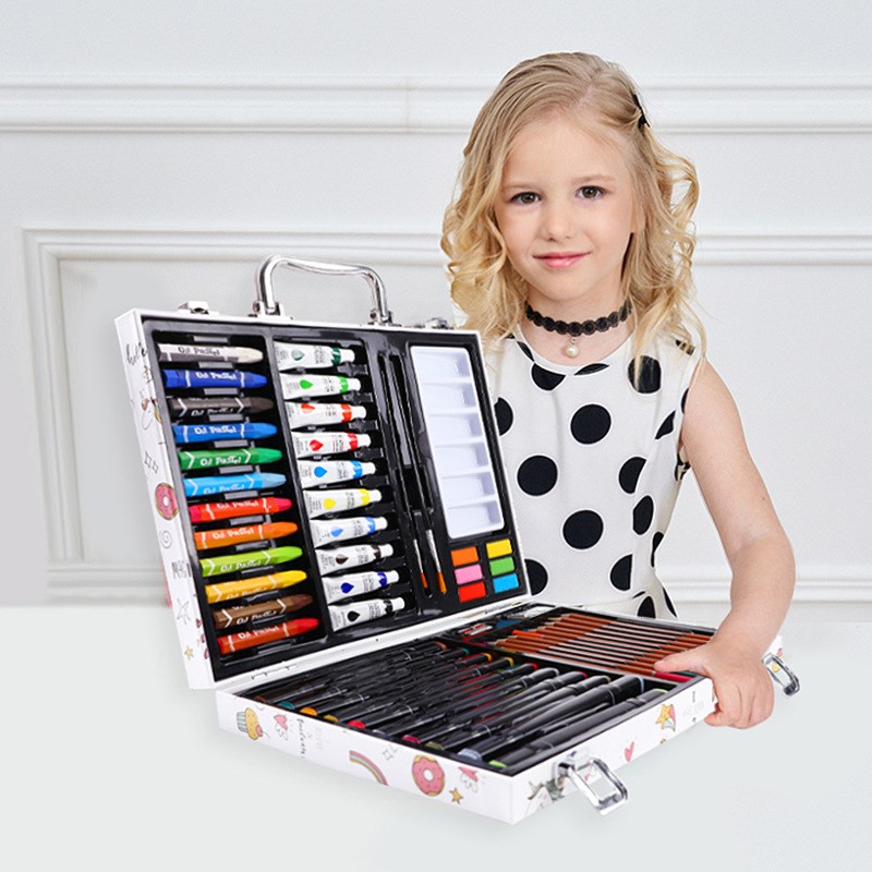 六一儿童节礼品53pc马克笔蜡笔彩铅丙烯颜料粉饼画笔套装美术绘画