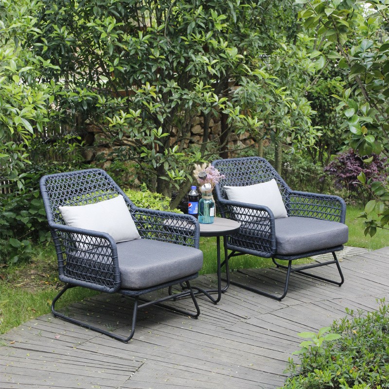 室外小露台阳台组合懒人沙发户外藤椅庭院靠背椅茶几子单人高沙发