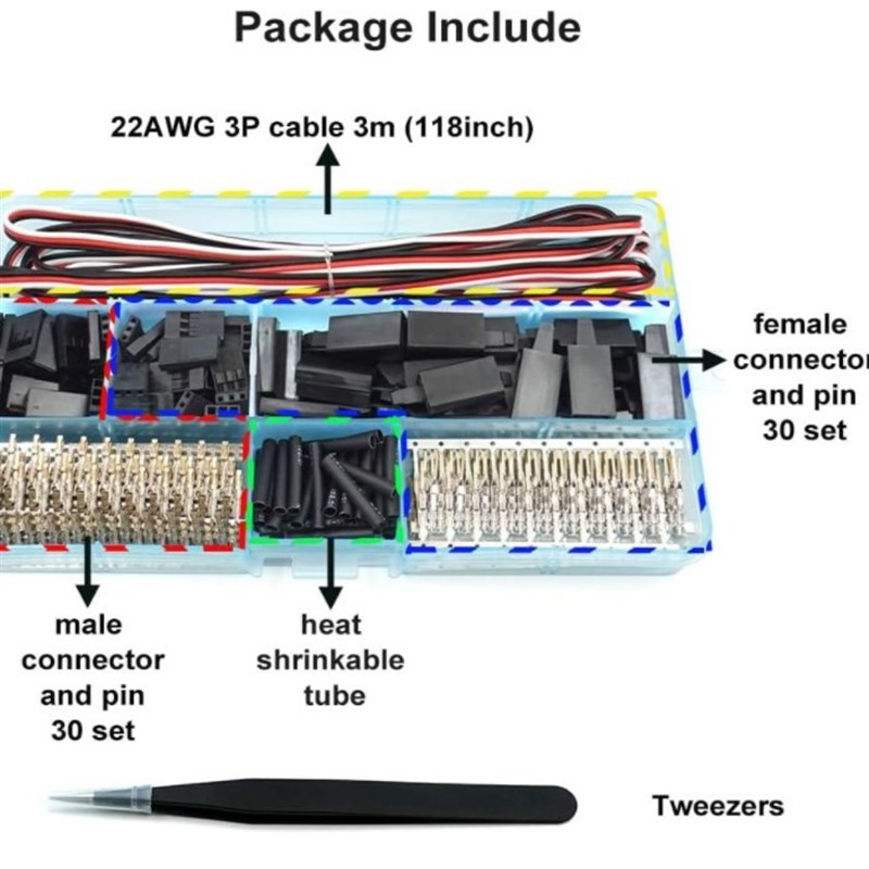 30套伺服连接器公母插头压接针电缆套件兼容双R Hitec SpektrumRC