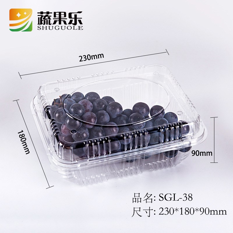 蔬果乐SGL-38一次性透明塑料蔬菜盒葡萄鲜果切高透加厚水果盒两斤