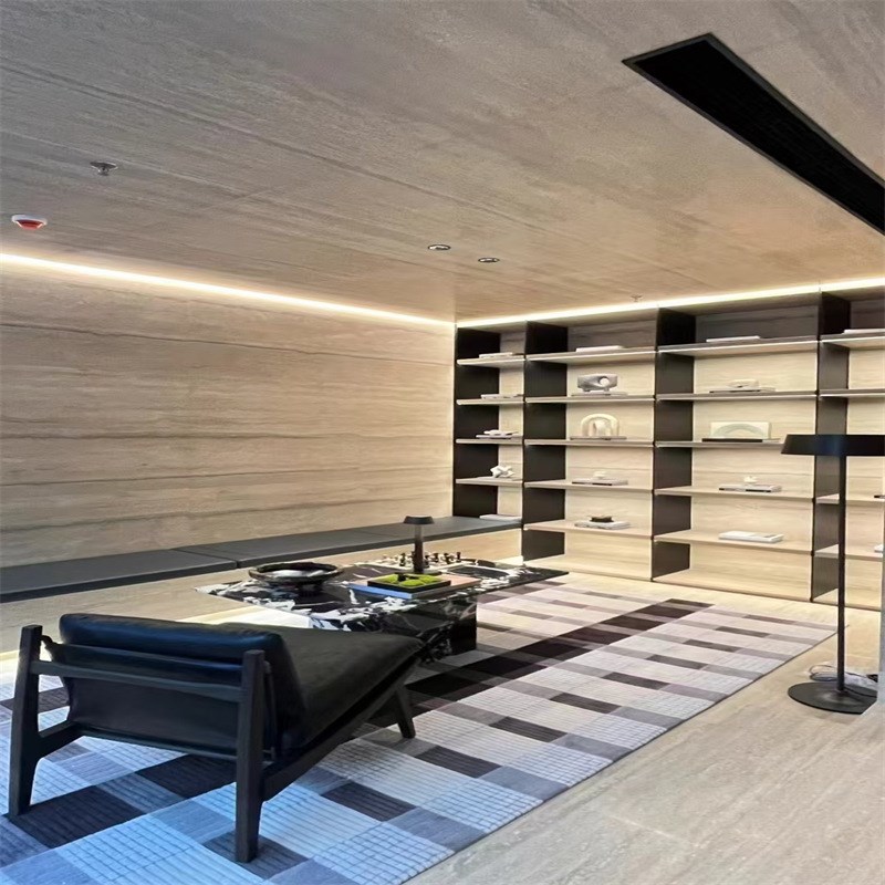 意大利银灰洞天然轻奢洞石 别墅墙面楼梯电视餐边柜洗脸台面定制