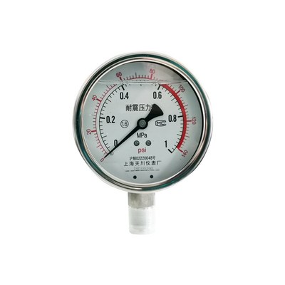 YN-100A不锈钢压力表耐震充油油压表压力计双色表盘上海天川供应