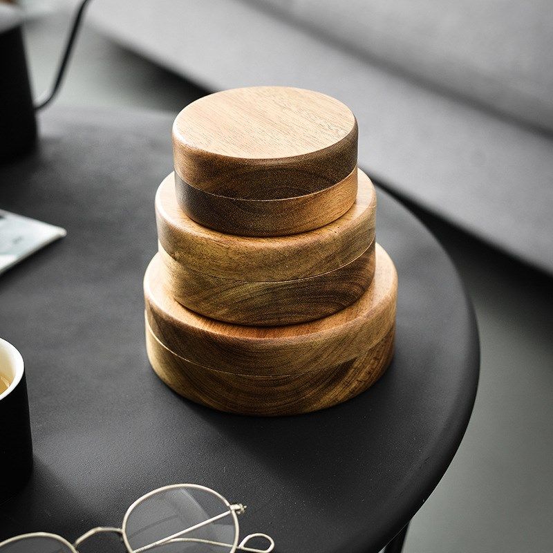 日式实木家用酒店客厅带盖防飞灰办公室烟缸木质创意时尚烟灰西辰