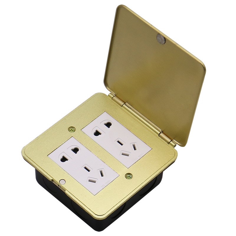 缔一地插座全铜防水开启式超薄翻盖式多功能家用五孔网络地板插座