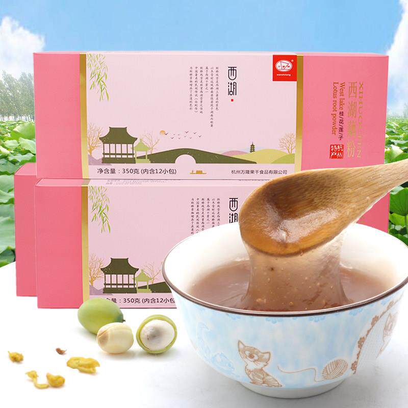 万事隆西湖藕粉桂花莲子藕粉杭州特产手工早餐莲藕粉羹350g盒装