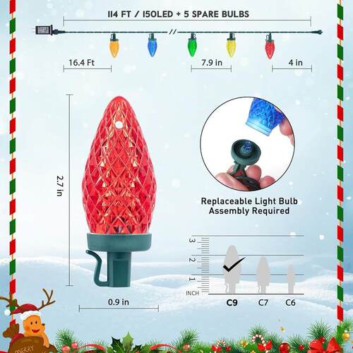 LED连777塑胶灯泡户C9外圣诞灯五色灯泡氛围防水商业级可圣诞树灯