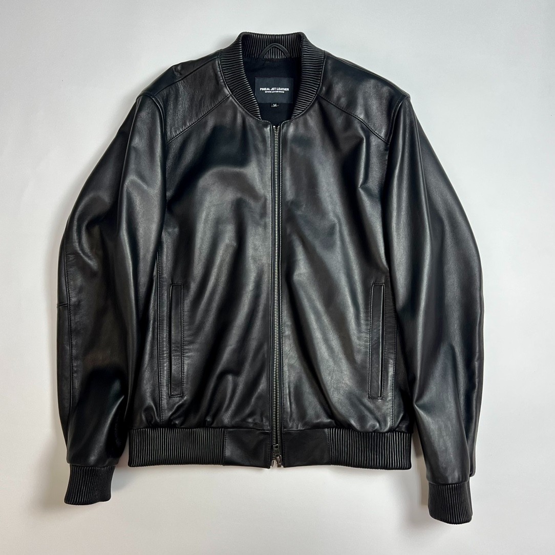 皮螺纹棒球服.新品男式简约春秋绵羊皮潮流时尚休闲皮螺纹棒球服