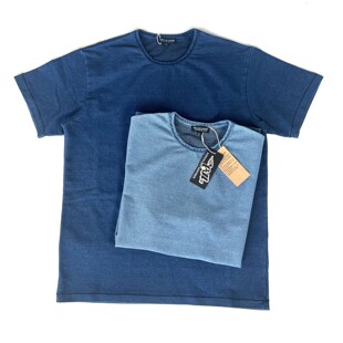 舒适休闲简约复古做旧短袖 纯色圆领净版 套头薄款 夏季 T恤.男款