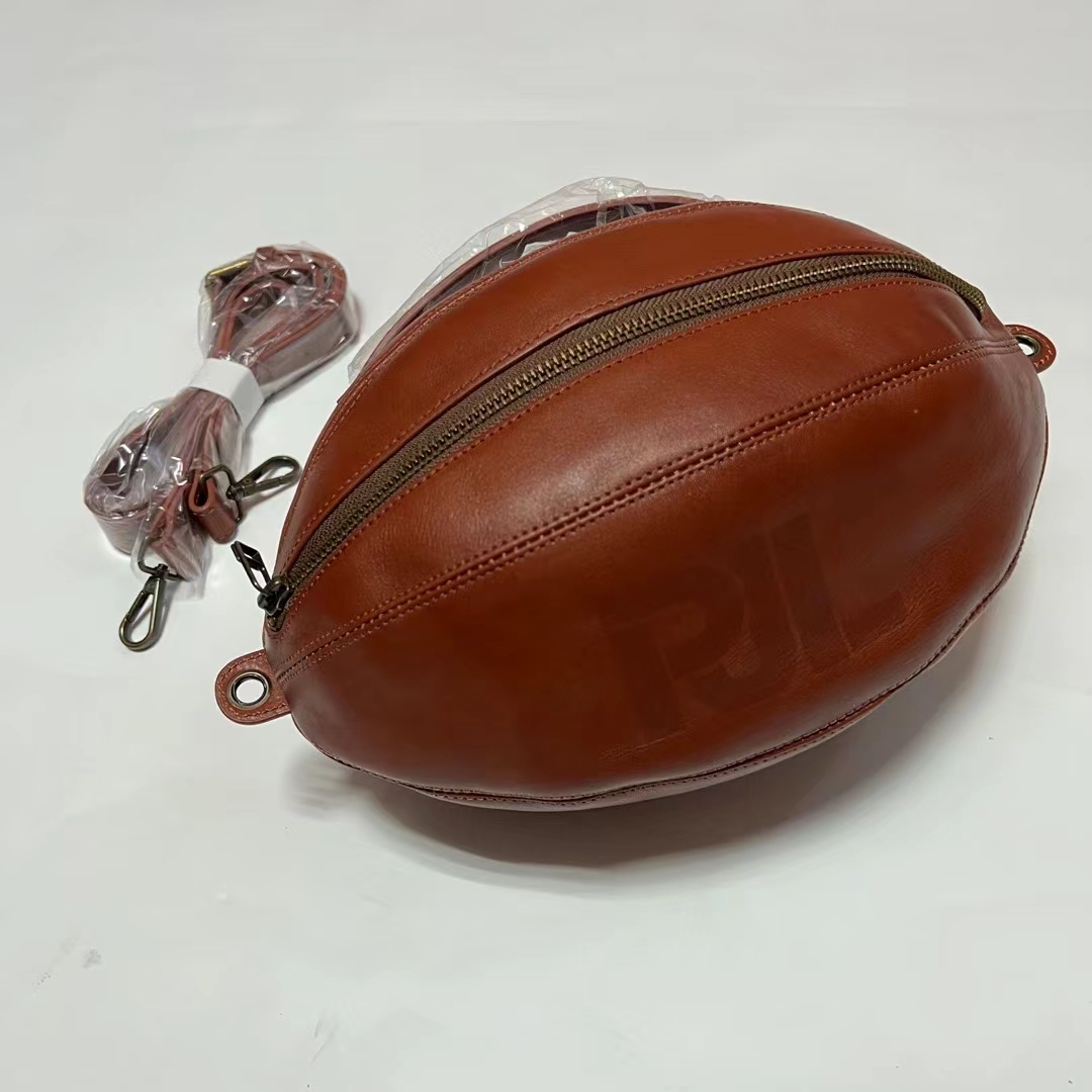 橄榄球单肩包.男女同款时尚百搭真皮复古个性简约橄榄球单肩包