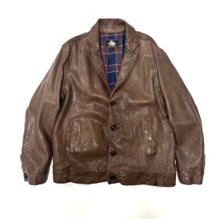 西服夹克外套 复古做旧水洗植鞣绵羊皮短款 羊皮西服夹克.新款 男士