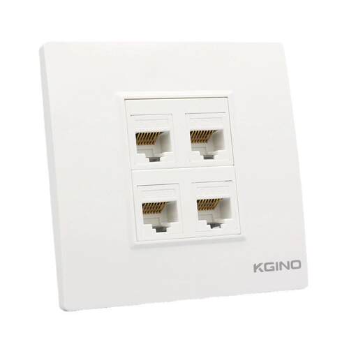 康吉诺86型四位电脑插座 4口RJ45超五类网络模块网线宽带开关面板