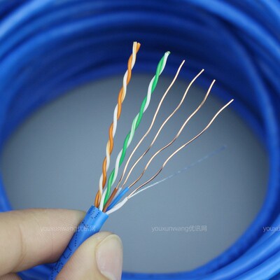 工程超五类网线家用电脑百兆宽带线8芯 cat5e监控网络线蓝色300米