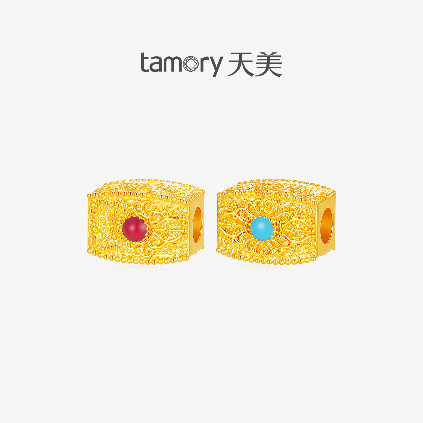 天美珠宝足金999六字真言转运珠图片