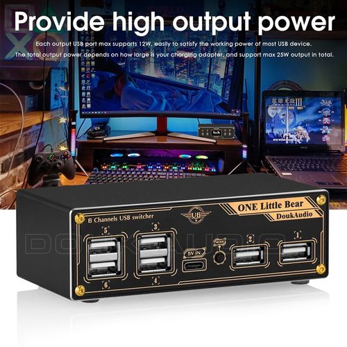 USB HUB 2.0排插 功率计 独立控制钮子开关复古镀金男友礼物桌面