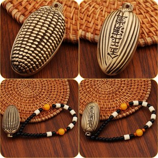 黄铜玉米手把件带手绳金属创意文玩手捻可盘玩玉米把玩件金玉满堂