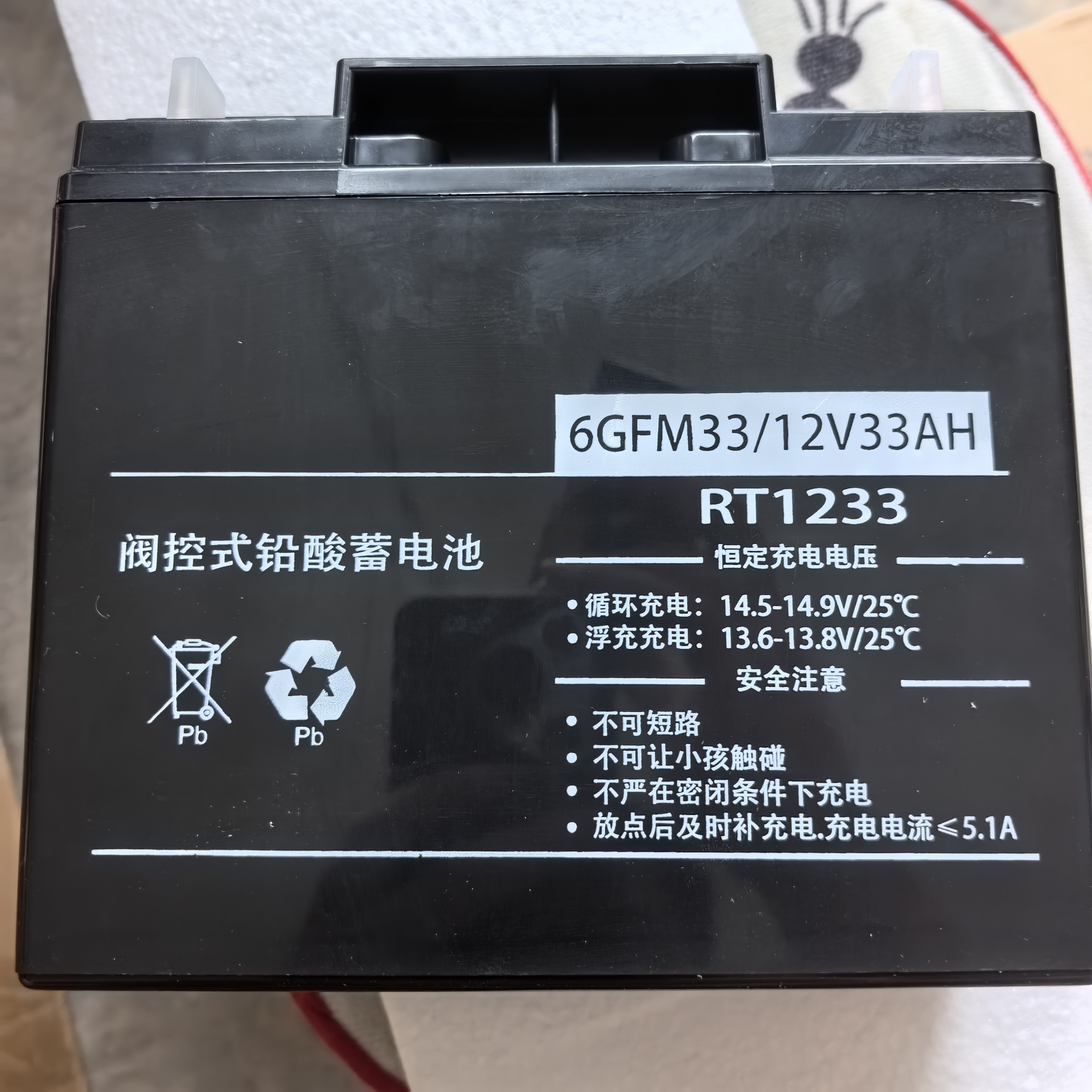 6GFM33/12V33AH阀控式铅酸蓄电池RT1233消防应急照明集中电源