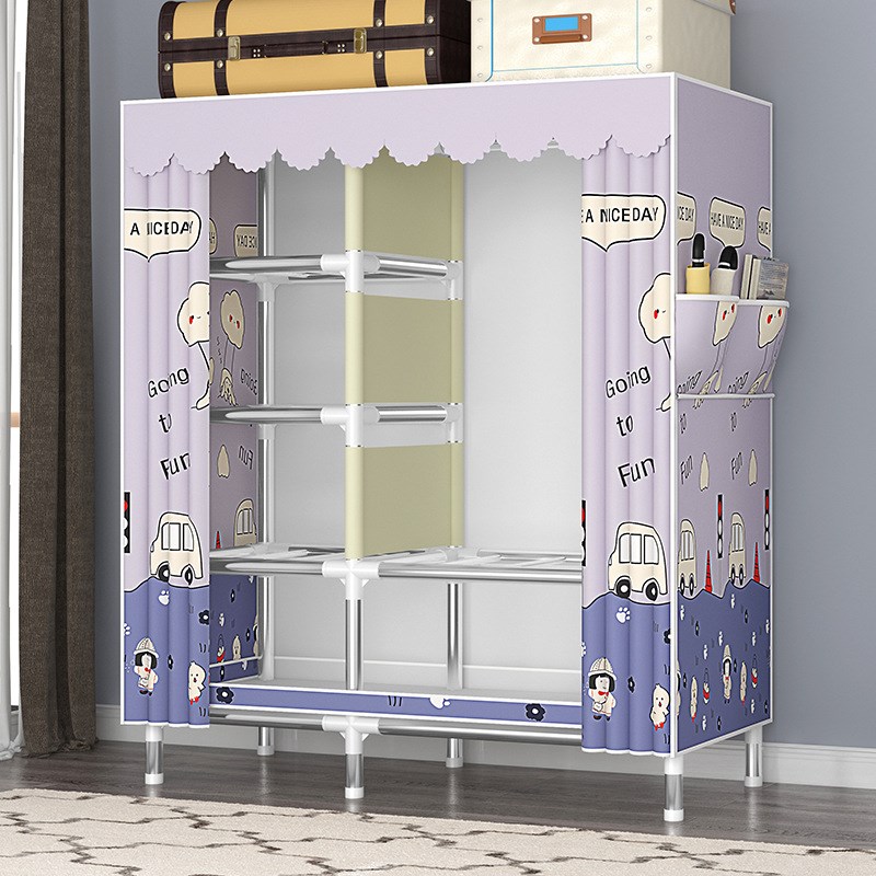 衣柜经济型简易布衣柜家用卧室加粗加厚钢管出租房全钢架收纳柜