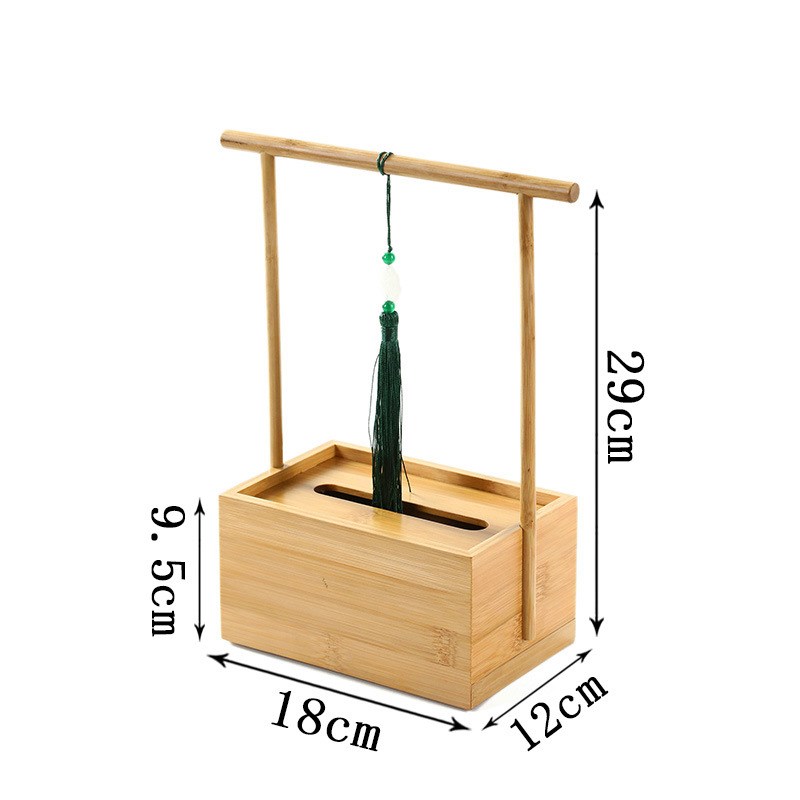 竹制手提纸巾盒茶餐厅收纳盒中式竹长方形可拎简约家用手提纸抽盒
