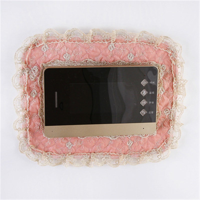 欧式蕾丝刺绣可视电话罩遮丑门铃套客厅门铃防尘装饰罩网纱门帘款