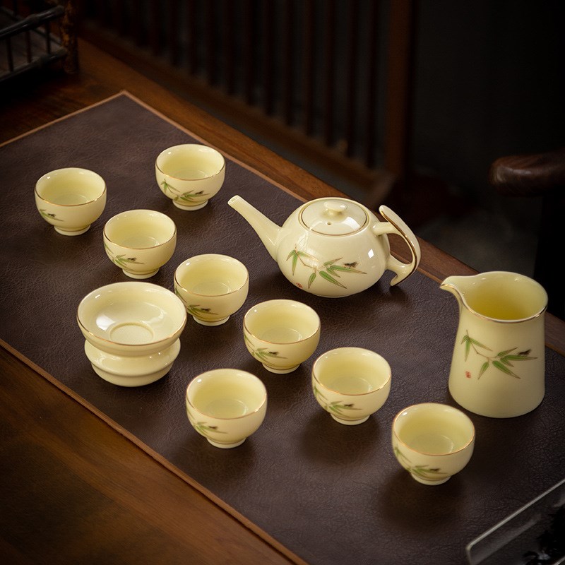 整套功夫羊脂玉陶瓷茶具套装家用客厅泡茶壶杯送领导客户商务礼品