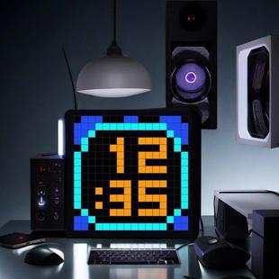 diy像素屏时钟摆件大数字电子挂钟闹钟创意桌搭电竞氛围生日礼物