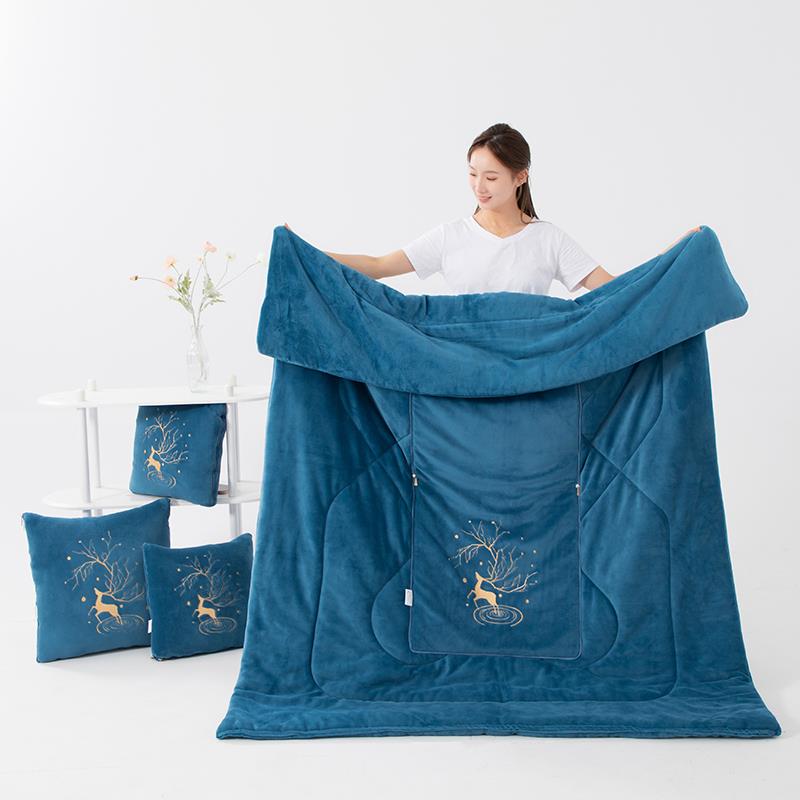 加厚冬季抱枕被子两用午睡牛奶绒枕头被汽车载靠枕办公室空调被子