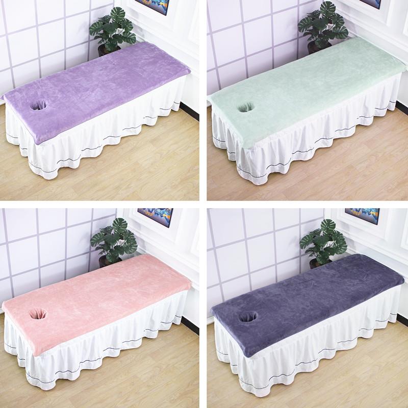 2024新款高档美容院带洞铺床浴巾养生按摩理疗床单吸水加厚大毛巾