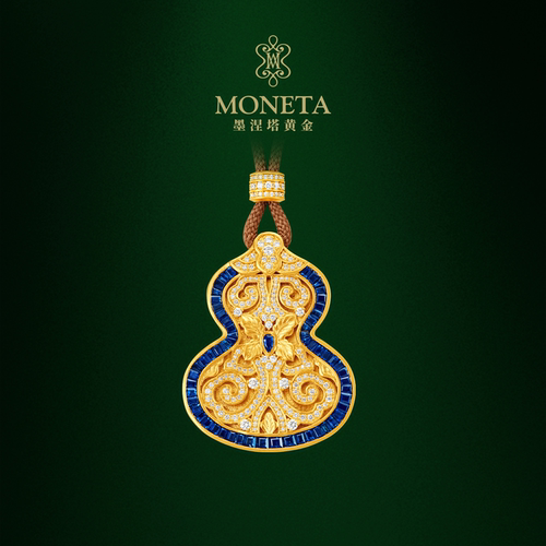 MONETA葫芦足金蓝宝石吊坠