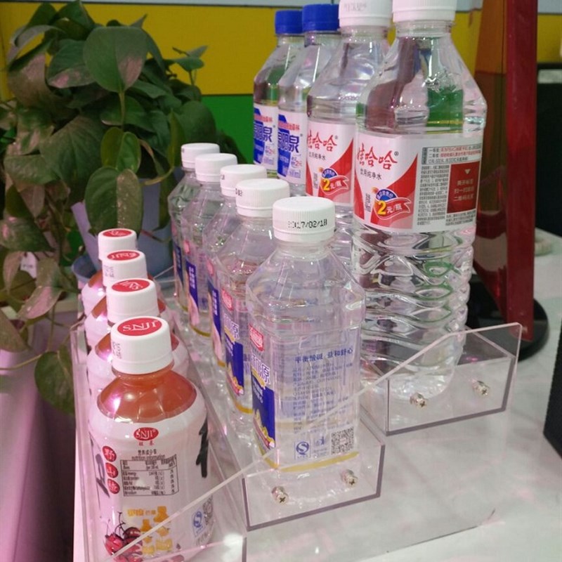 矿泉水展示架桌上放的饮料架牛奶展示架超市收银台透明小货架