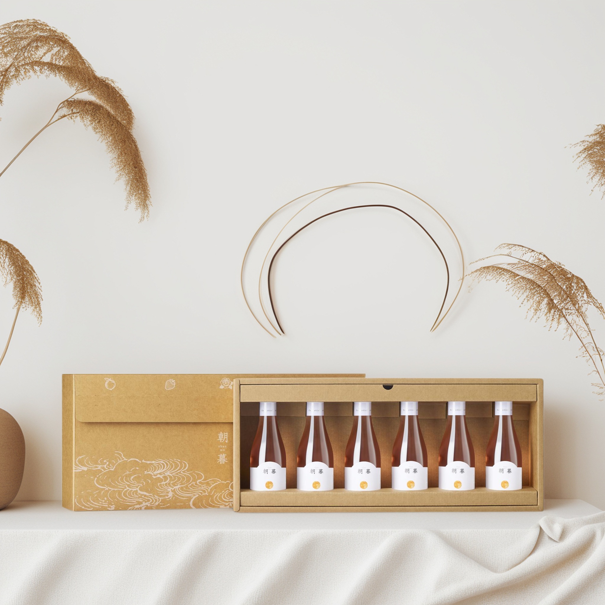 宁夏贺兰山荒原朝暮·全甜桃红葡萄酒整箱送礼6支187ml手提礼盒装