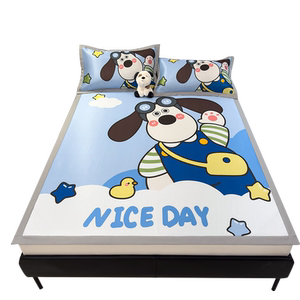 2025新款夏季大版印花碳光冰丝凉席平铺款透气可机洗可折叠软席