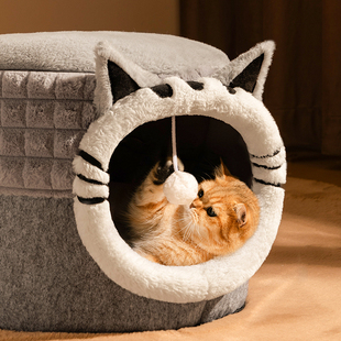 猫窝冬季 通用猫咪宠物窝 保暖可拆洗猫房子半封闭式 安全感猫咪四季