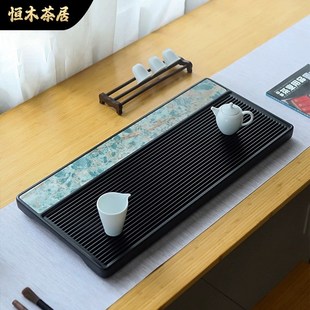 梨花客厅功夫茶具一体整块办公室 德国电木黑檀木茶盘高端家用新款
