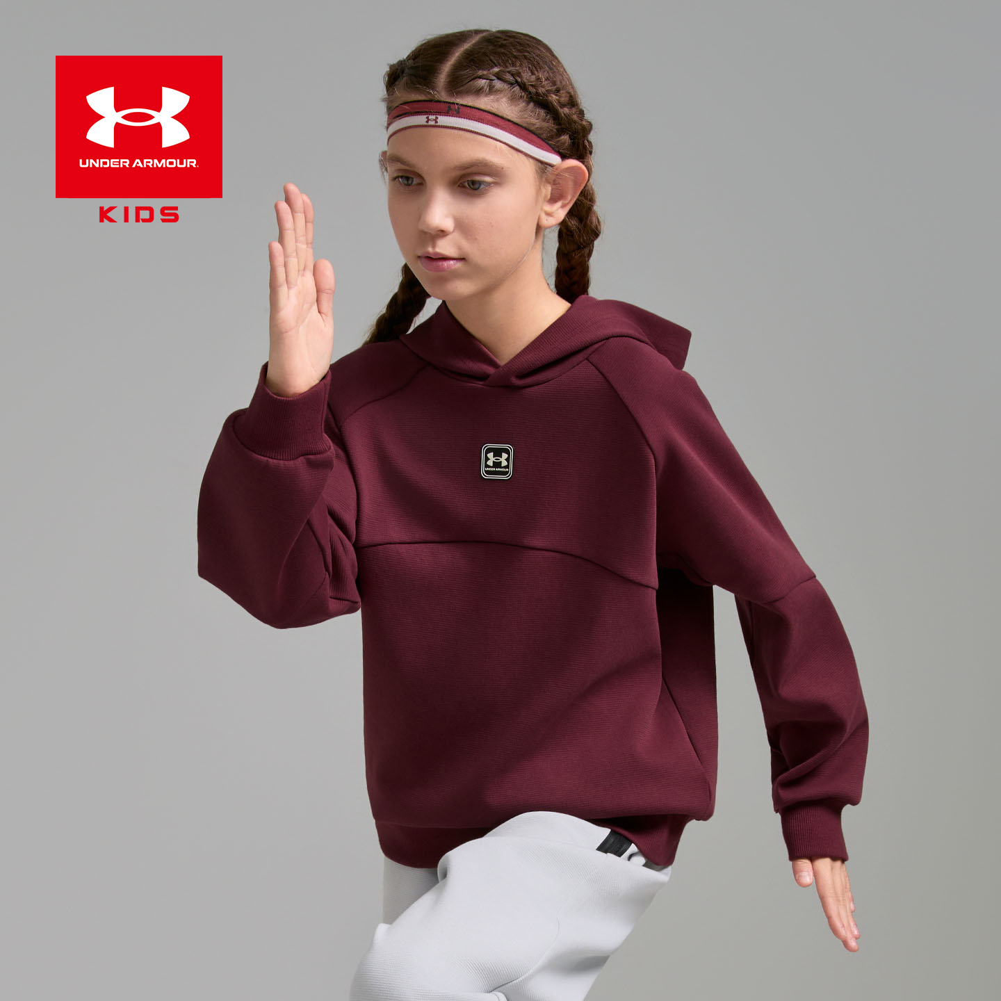 安德玛童装儿童连帽针织卫衣