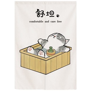 可爱猫咪门帘卧室房间家用厨房半帘布艺挂帘卫生间厕所遮挡隔断帘