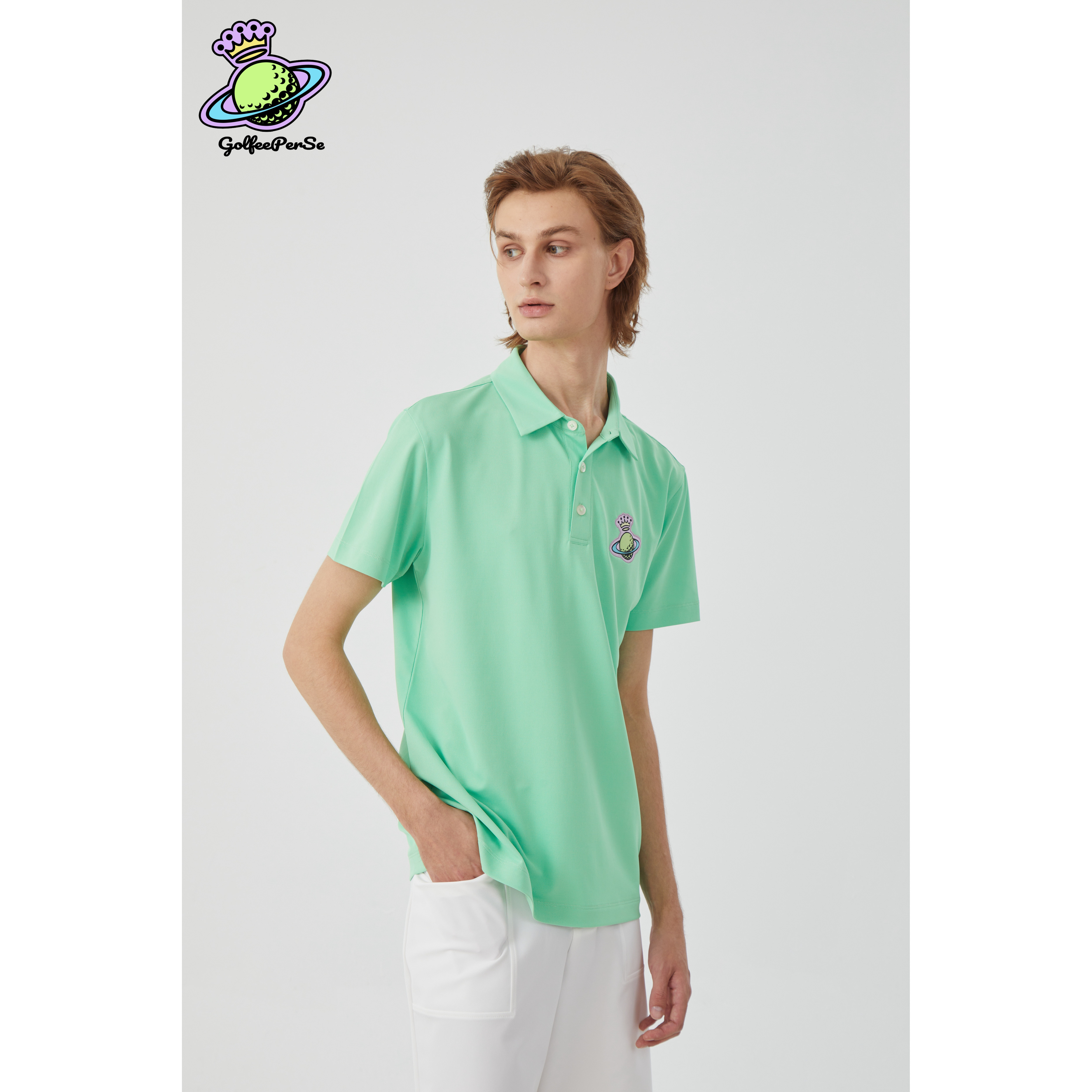 「丹麦设计师品牌」GolfeePerSe 男士高尔夫速干Polo衫 牛油果绿