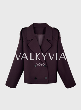 【Valkyvia/悠悠奢品】气质经典翻领短款风衣外套353002