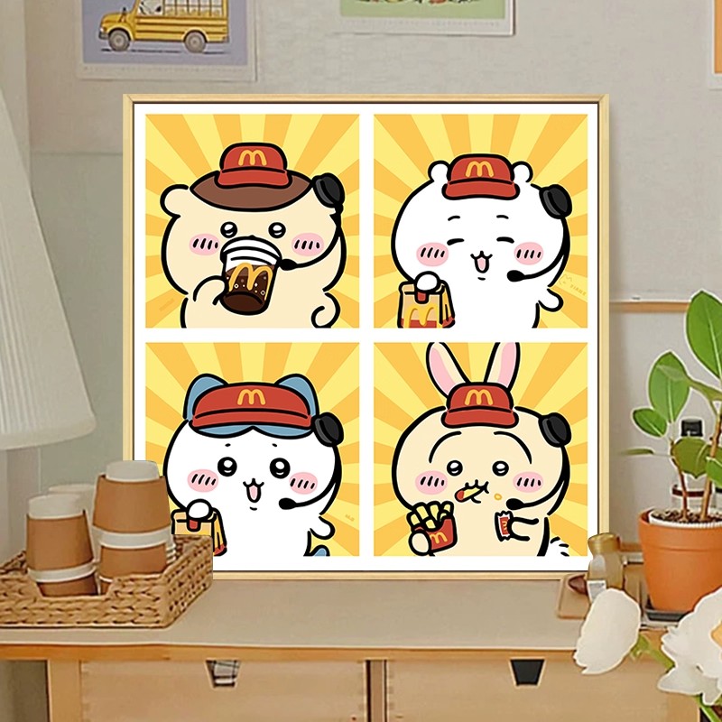 chiikawa吉伊小八乌萨奇装饰画方形卡通趣味儿童房卧室客厅摆挂画