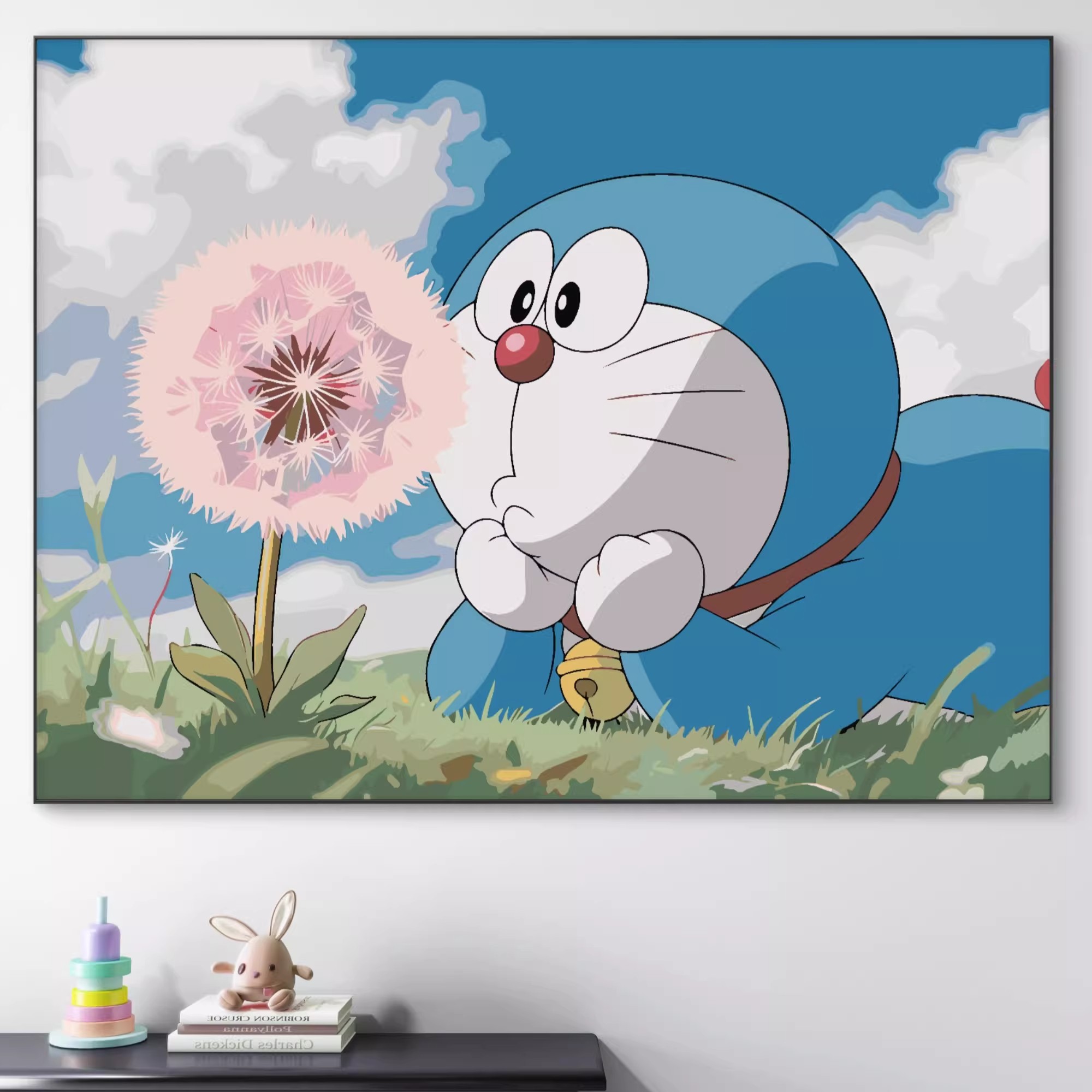 哆啦a梦叮当猫卡通动漫装饰画横版成品可爱高清儿童卧室床头挂画