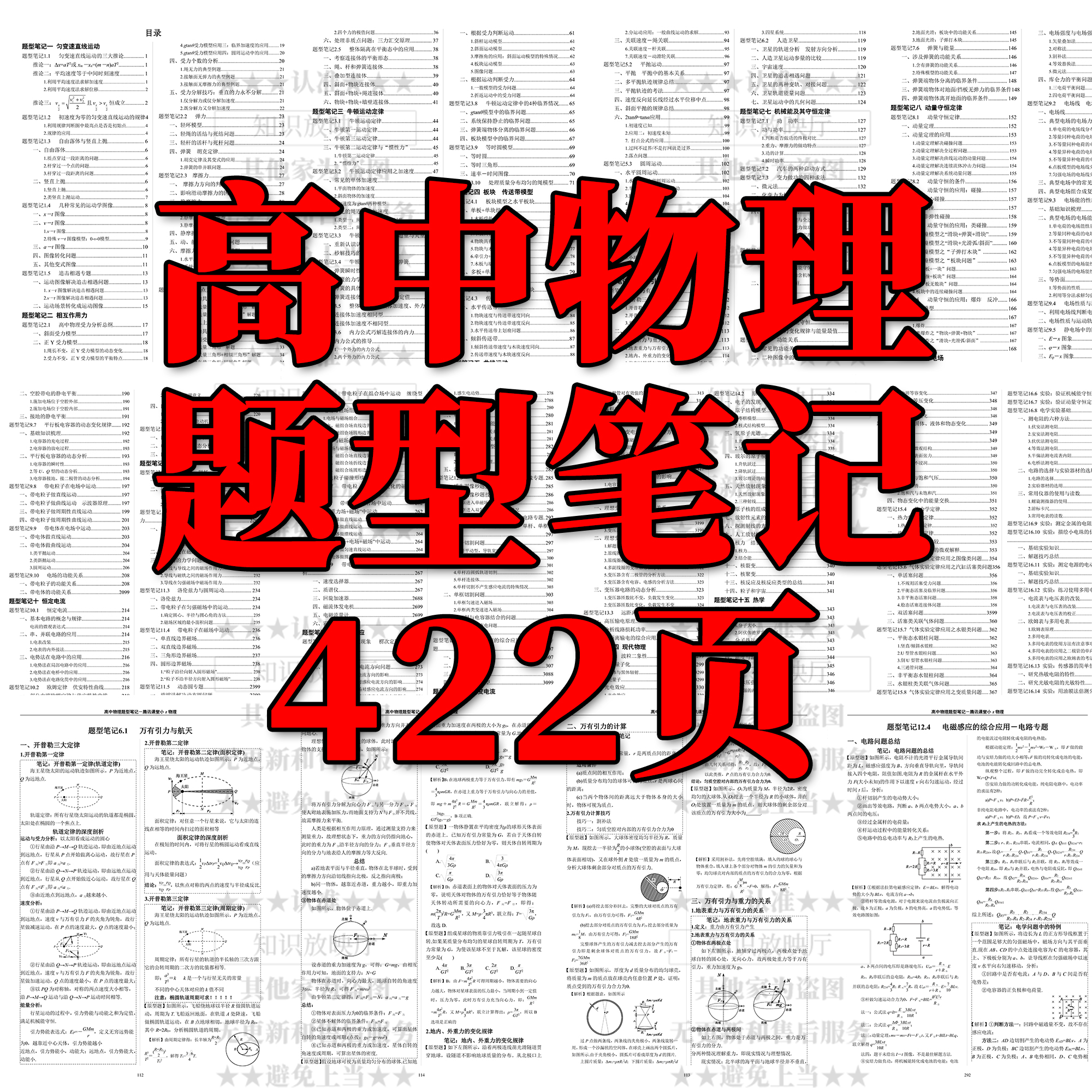 高中物理题型笔记422页 模型很全 有典型例题分析