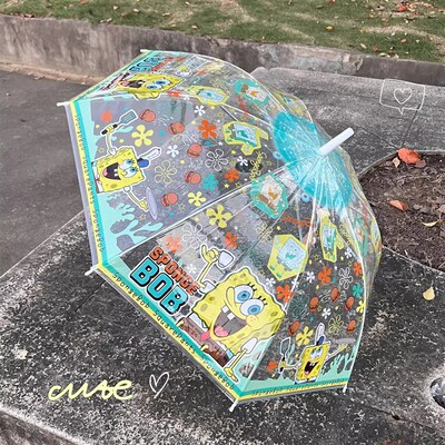 史迪仔雨伞加大加厚加固长柄透明全自动伞女生小学生上学专用可爱