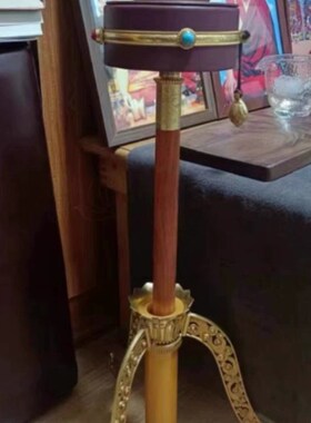 彩绘大号树脂长柄学院手摇转轮底座转金筒八吉祥座子锡杖家用