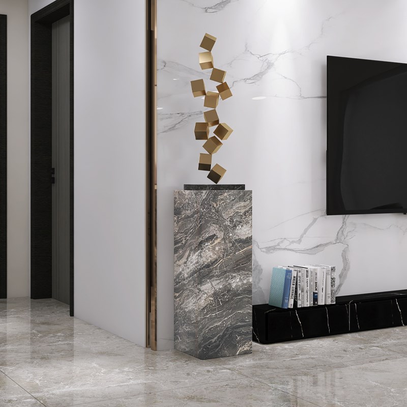 岩板底座摆台客厅大型落地摆件石材墩子装饰柱大理石立柱雕塑地台