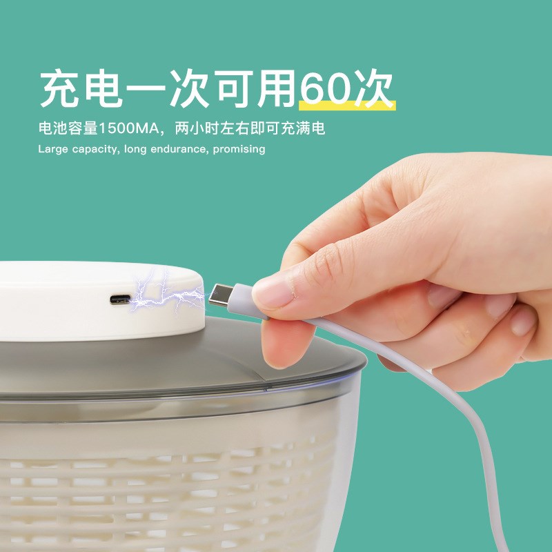 电动蔬菜脱水器洗青菜甩菜器家用水果律沙拉甩干机沥水篮
