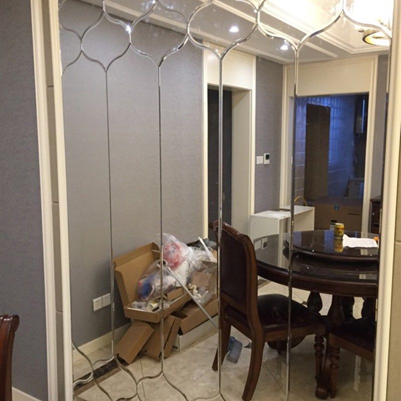 客厅背景墙艺术玻璃电视超白菱形异形银镜拼镜拼接镜子