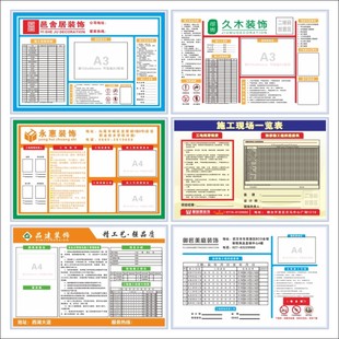 装修装饰公司施工现场牌施工标识牌工程进度表形象牌施工警示牌施
