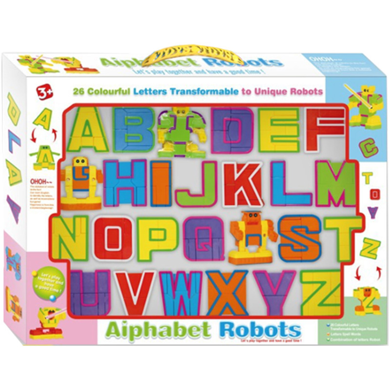 字母变形机器人金刚数字儿童2个英文益智组装 bc早教男孩车