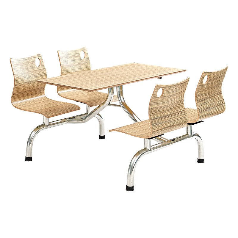 厂家生产四人连体不锈钢餐桌椅学校食堂饭堂快餐店餐桌椅工程