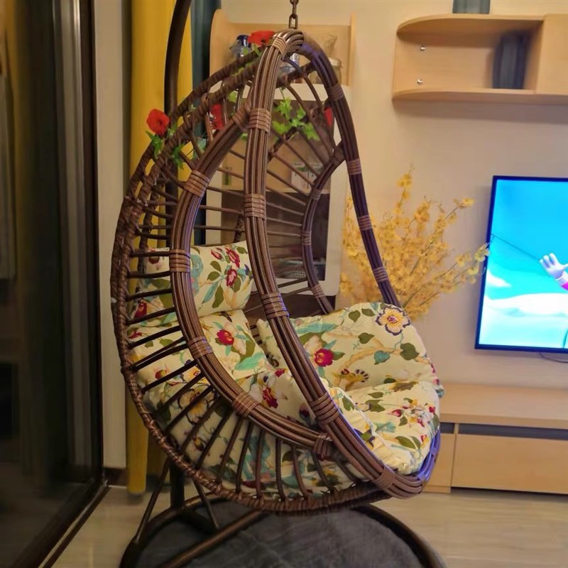 小户型单人吊椅家用阳台吊篮椅子藤椅懒人室内秋千公主摇篮摇摇椅
