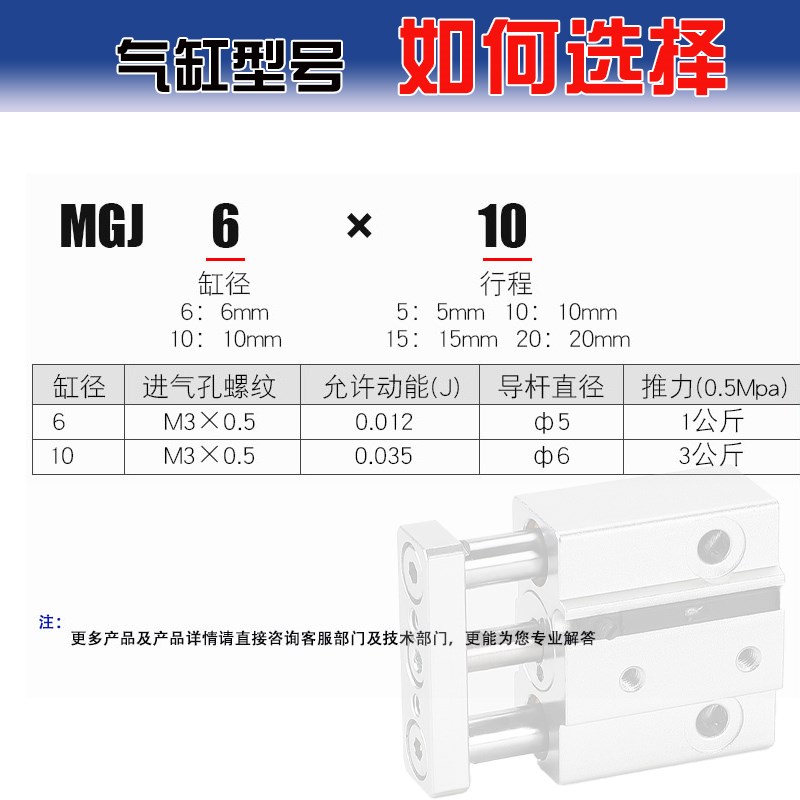 MC型微型带导杆三轴气缸MGJ-5/-10/15/MGJ10-5 10/15/20